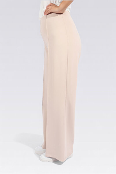 TOLGA SARAÇOĞLU 30237 TAŞ BELİ LASTİKLİ RAHAT KESİM GENİŞ PAÇA ÖRME PANTOLON