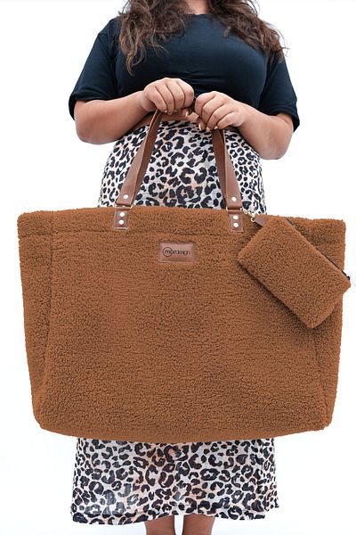 mordesign حقيبة تيدي مقاس XL للأم والطفل - سلسلة Morteddy، حقيبة نسائية باللون البني العميق