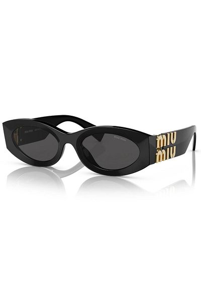 Miu Miu 11ws 1ab-5s0 54 Women's Black Oval Frame Sunglasses