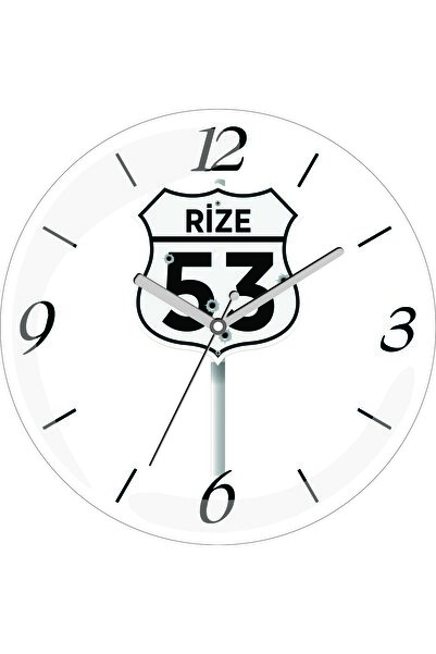 ART HEDİYE Ceas de perete din sticlă reală Black Sea Plate 53 Rize cu diametr...