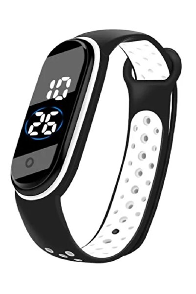 ZAVİRA Dijital Çocuk Kol Saati Su Geçirmez Dokunmatik Nike Kordon Siyah-beyaz