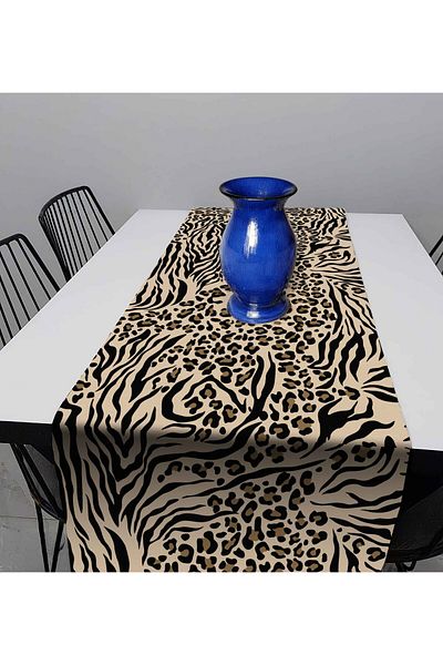 Razz Moda Leopard and Zebra Patterned Runner Digital Printed Home Fabric 40X170