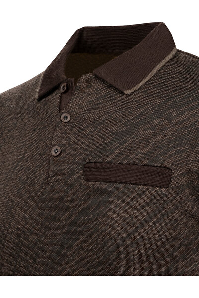 Çizgi Triko Stripe Knitwear Men's Oversize Polo Collar Knitwear Sweater Patterned Steel Knit Classic Fit - 5012Fb