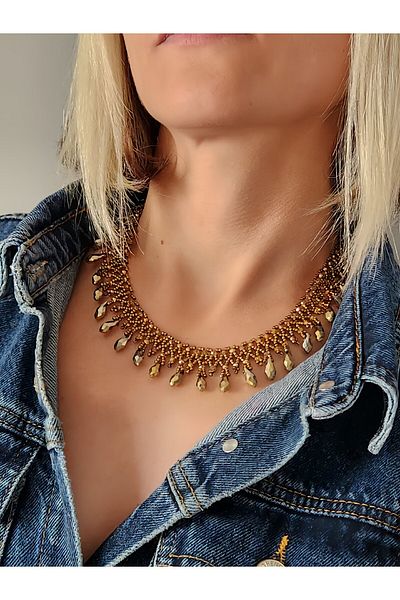 Eva Takı Store Cluster Model Gold Copper Color Handmade Necklace