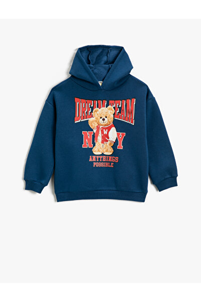 Koton Kapuzen-Sweatshirt mit Teddybär-Aufdruck, langärmeliges Band
