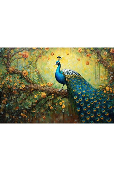 Aden DEKORATİF TAVUSKUŞU RENKLİ KANVAS TABLO