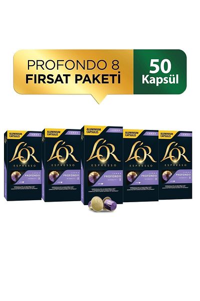 L'OR Lungo Profondo Intensity 8 Nespresso Compatible Capsule Coffee Opportunity Package 10 Pieces x 5 Packs
