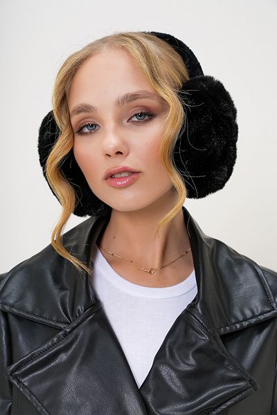 Trend Alaçatı Stili Women's Black Foldable Design Faux Fur Earmuff Alc-X13245