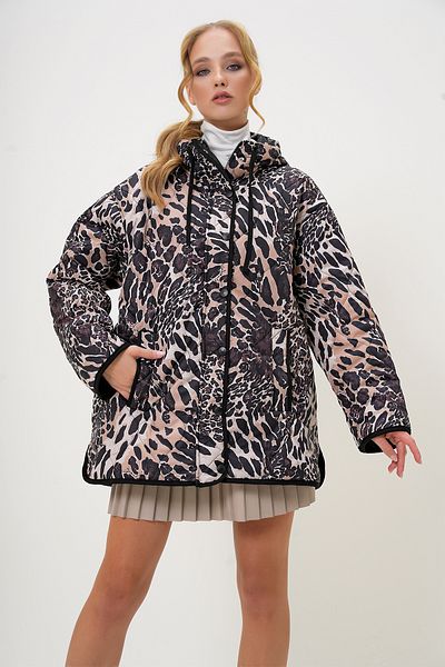Trend Alaçatı Stili Damen-Oversize-Mantel mit Leopardenmuster – Kapuze, Doppeltaschen, ALC-X13146