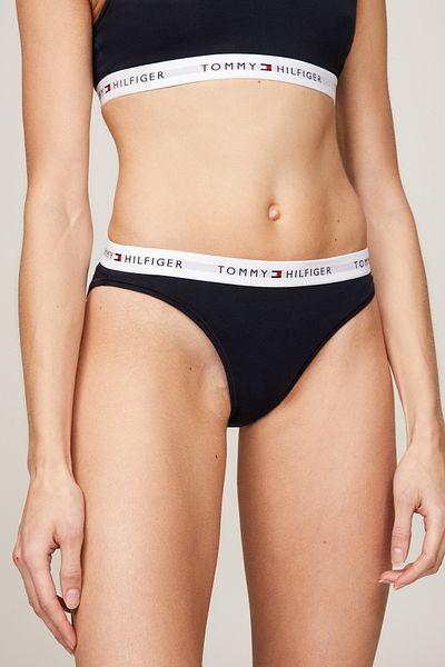Tommy Hilfiger ملابس داخلية نسائية باللون الأزرق الداكن مع شعار العلامة التجارية وشريط مطاطي مناسب للاستخدام اليومي Uw0uw03836-dw5
