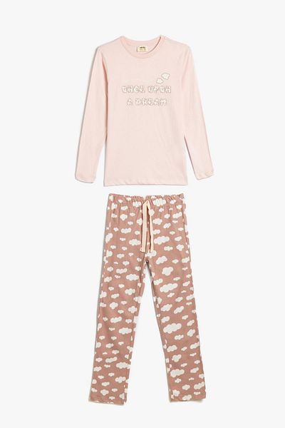 Koton Kids Rosa Mädchen-Pyjama-Set 5WLK40020MK