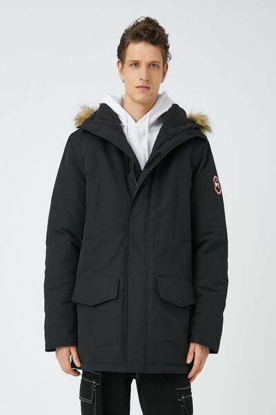 Koton Men's Black Coat 4Wam00030Hw