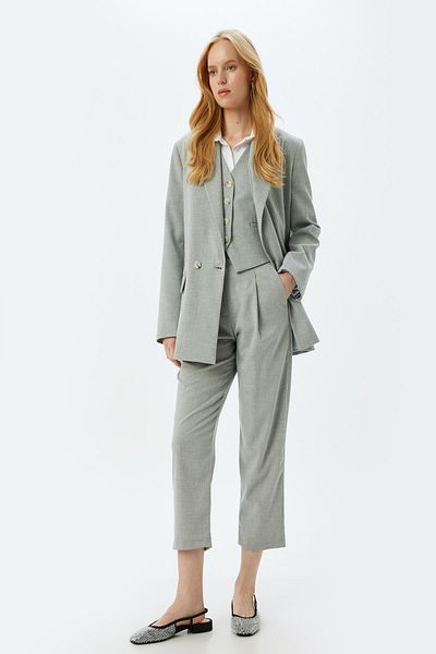 Koton Gray Women's Trousers 5Wak40045Pw