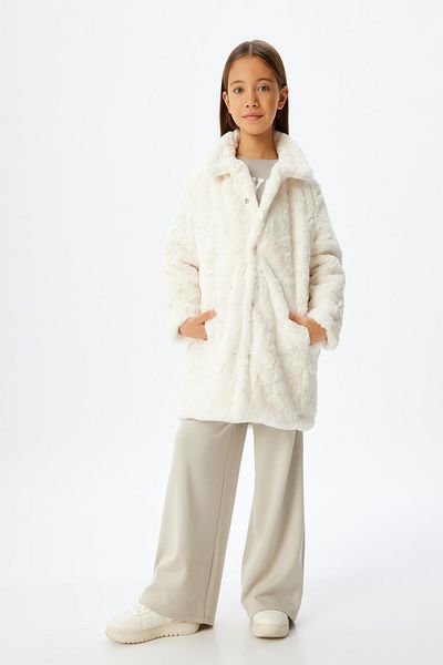 Koton Kids Off-White-Mantel für Mädchen 5WKG00004AK