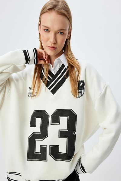 Koton Ecru Women's Sweatshirt 5Wal10540Ik
