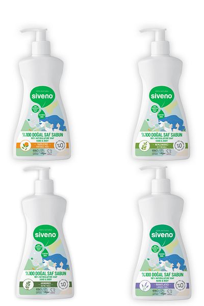 Siveno 100% Natural Liquid Castile Soap Olive Oil Laurel Orange Lavender Vegan 300 ml Mixed Set