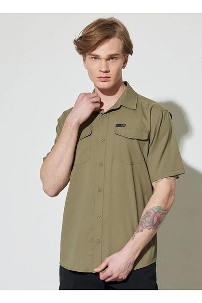 WRANGLER All Terrain Gear Regular Fit Regular Fit Stretchy Khaki Kurzarmhemd