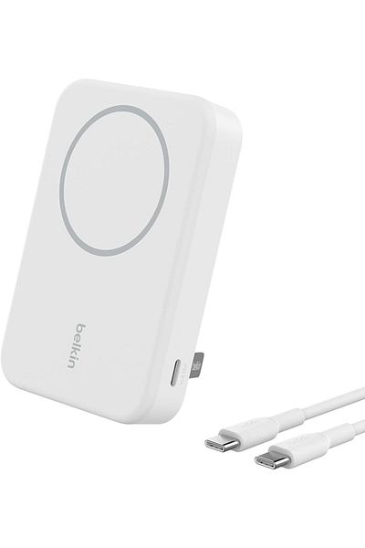 Belkin Boostcharge Pro 10000Mah Wireless Power Bank - Qi2, Magsafe Compatible Portable Charger - White