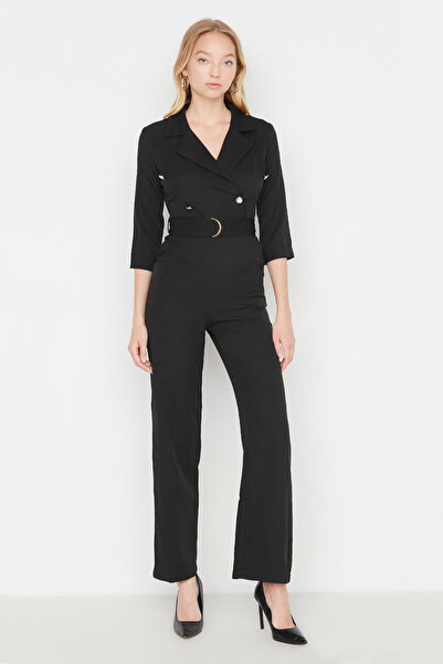 Trendyol Collection Tkaná kombinéza s dvojitým límcem s páskem TWOAW23TU00017