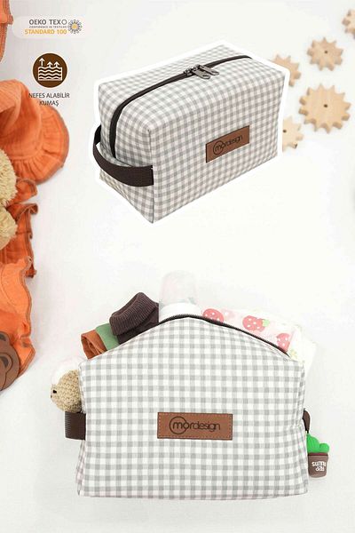 mordesign حقيبة العناية بالطفل - ملابس رطبة/جافة وقذرة/نظيفة، حقيبة حفاضات، سلسلة Gingham