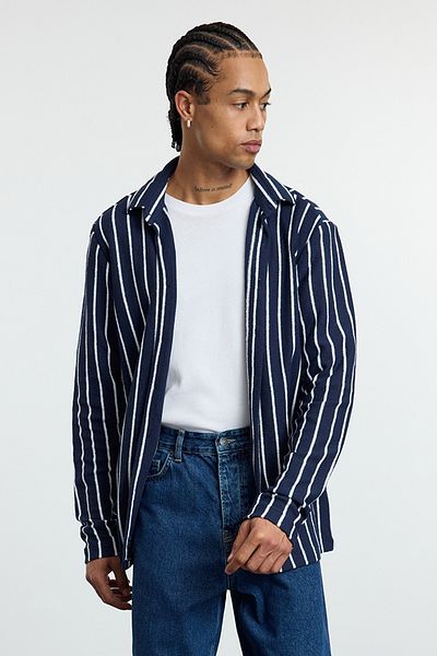 Trendyol Collection Тъмносиня стандартна зимна риза - фалшив трикотаж Tmnaw25go00028
