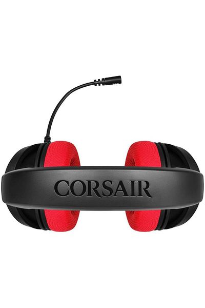 Corsair Hs35 - سماعة رأس ستيريو للألعاب معتمدة من إسفنج الذاكرة - أحمر، سلكي