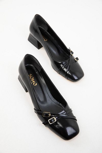 SOHO Klassische schwarze Lackleder-Damenschuhe mit Absatz - 19997