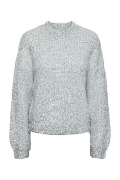 PIECES O-Ausschnitt Lurex All Over Long Sleeve Ladies Strick-Pullover – lockere Passform