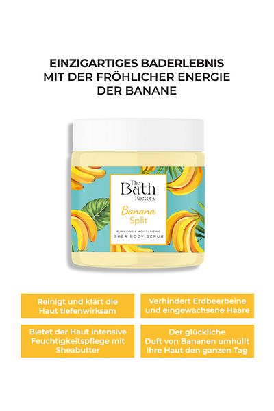THE BATH FACTORY Moisturizing and cleansing shea body scrub - with banana flavour 300gr