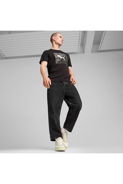 Puma تي شيرت أسود منقوش برسومات PUMA