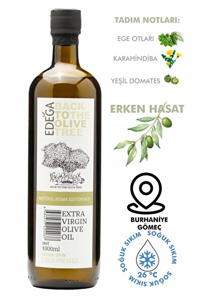 Edega 1 Litre Şişe Natürel Sızma Erken Hasat Soğuk Sıkım Zeytinyağı