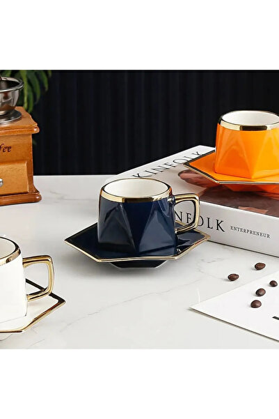 Limpera L'impera Premium 2'li Venedik Serisi Türk Kahvesi Fincan Takımı (Siyah-Beyaz).