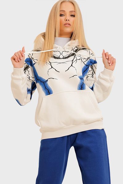 Trend Alaçatı Stili Women's White 3 Thread Raised Printed Sweatshirt ALC-X11118