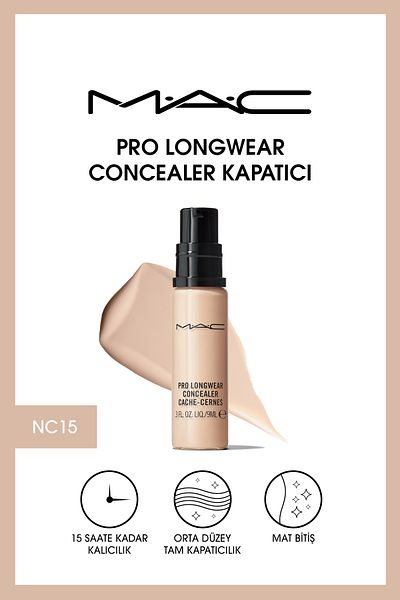 M.A.C خافي عيوب تحت العين يدوم طويلاً حتى 15 ساعة - خافي عيوب البشرة Pro Longwear Nc15 - 9ml