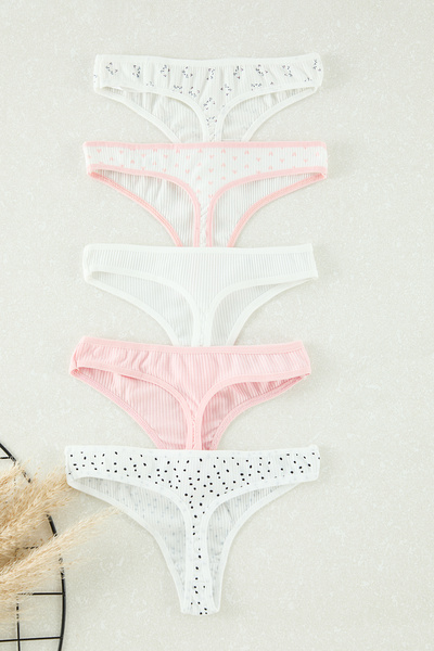 Trendyol Collection Pachet de 5 chiloČi din bumbac cu nervuri - Multicolor THMAW25KU00040