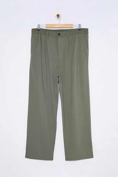 Trendyol Collection Pantaloni largi din stofă kaki de mărime mare TMNAW25AR00000