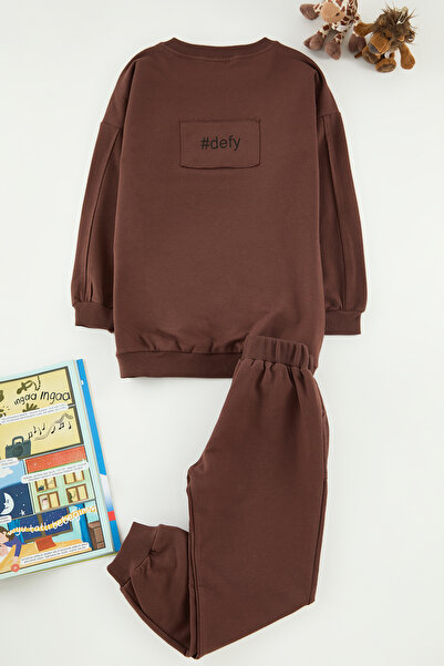 TRENDYOLKIDS Καφέ ανδρικό μονόχρωμο πλεκτό κοστούμι TKDAW25AU00108