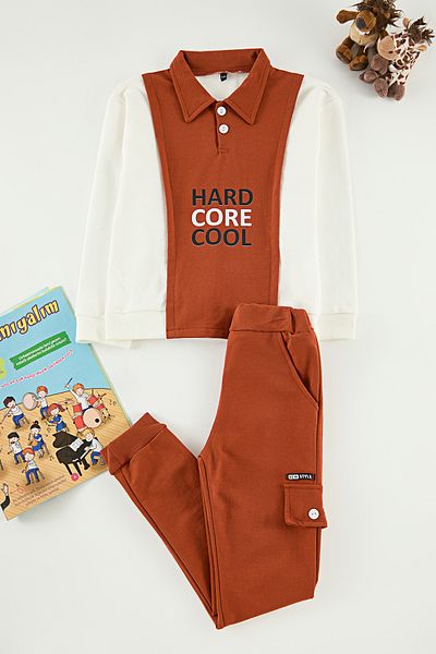 TRENDYOLKIDS Tile Printed Knitted Bottom-Top Suit Tkdaw25Au00059