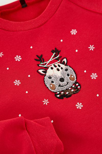 TRENDYOLKIDS Piros lány nyomott kötött pulóver TKDAW25SW00099