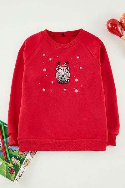 TRENDYOLKIDS Piros lány nyomott kötött pulóver TKDAW25SW00099