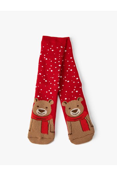 Koton New Year's Patterned Towel Socks