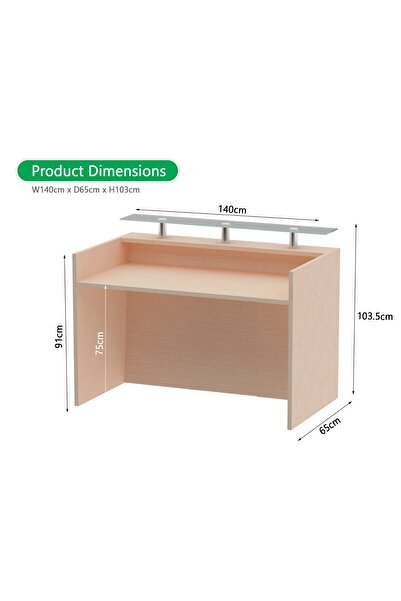 Mahmayi R06 Oak Office Reception Desk Without Drawers - 140cm