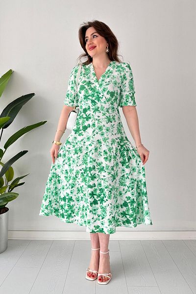 MaziButik Floral Wrap Φόρεμα Πράσινο