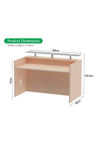 Mahmayi R06 Oak Office Reception Desk Without Drawers - 160cm