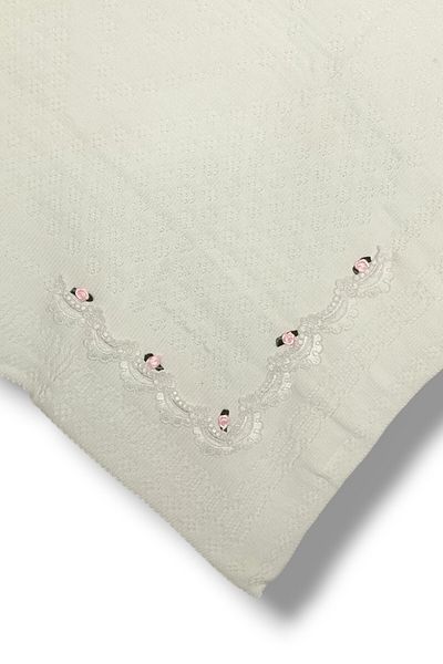 Pivami Pink Floral Patterned Baby Blanket - 100*100 Knitwear