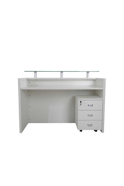 Mahmayi R06 Reception Desk for Office, Hotel- 140cm, White