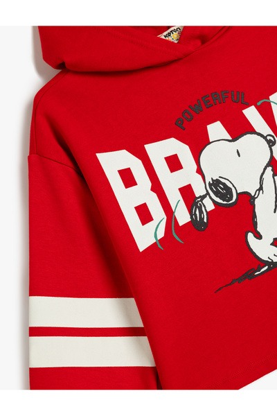Koton Kapşonlu Snoopy Baskılı Uzun Kollu Pamuklu Şardonlu Sweatshirt