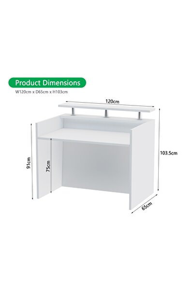 Mahmayi R06 White Office Reception Desk - 120cm