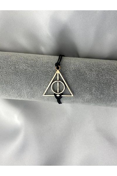 Herşey Nota Haryy Potter Triangle Bracelet - Silver Metal, Adjustable String Deathly Hallows