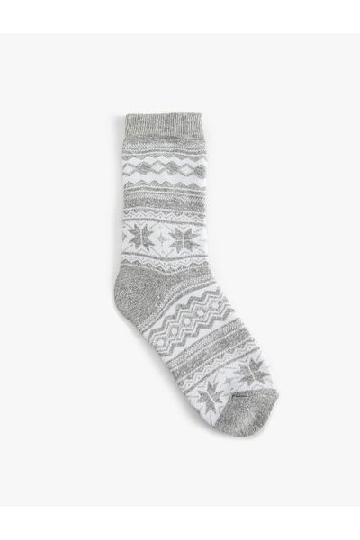 Koton Towel Socket Patterned Christmas Socks